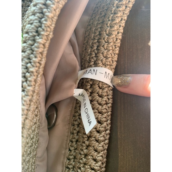 Knit Tan Palm Tree Shoulder Bag Purse - Picture 3 of 5